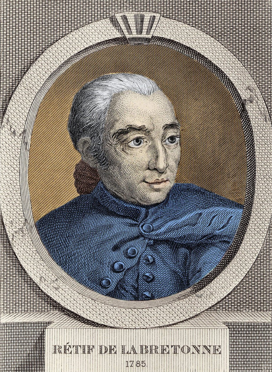 Portret van Restif de La Bretonne (1734-1806) - door Binet, gravure door Louis (after) Binet