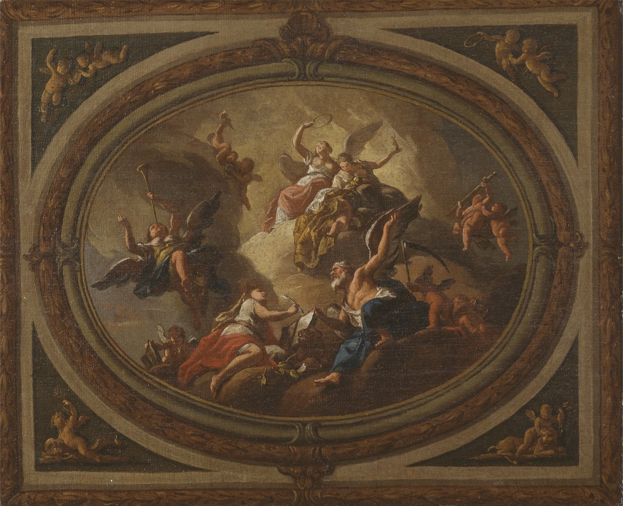 Schets voor een ovaal plafond, c.1705 door Louis (after) Laguerre