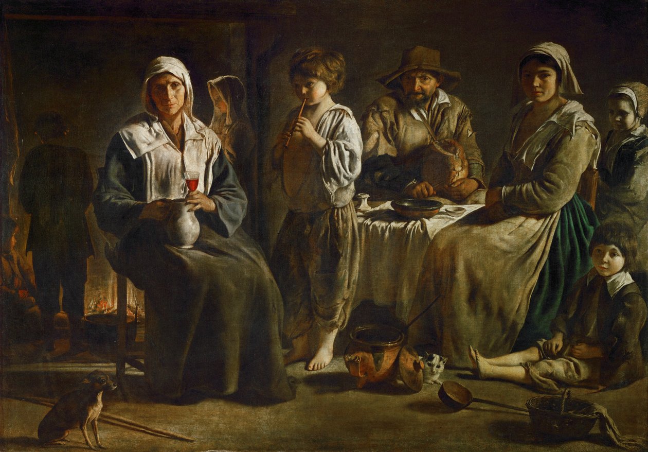 Een boerenfamilie in een binnenland ... door Louis (attr. to) Le Nain