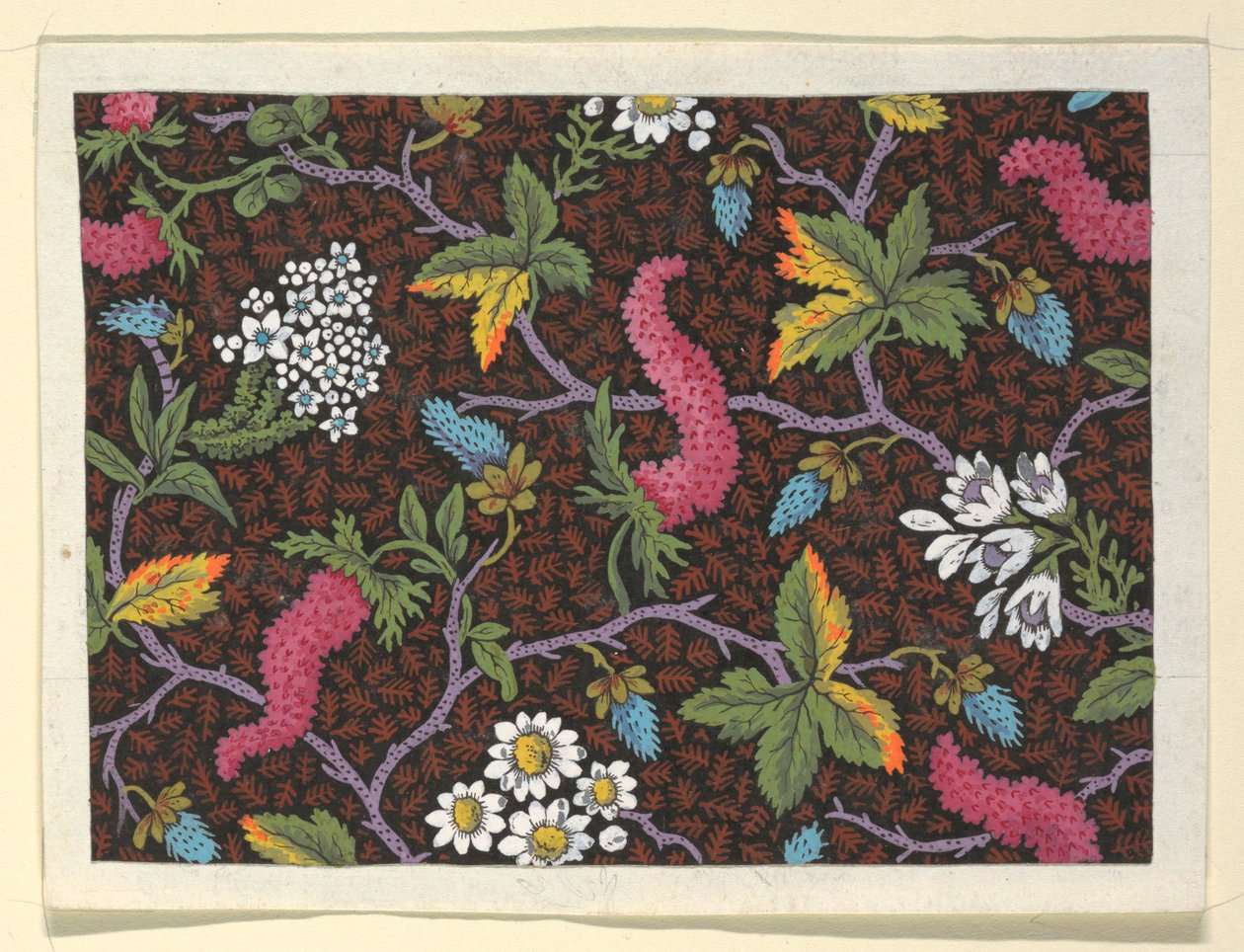 Bloemmotief voor bedrukte textiel door Louis Albert DuBois