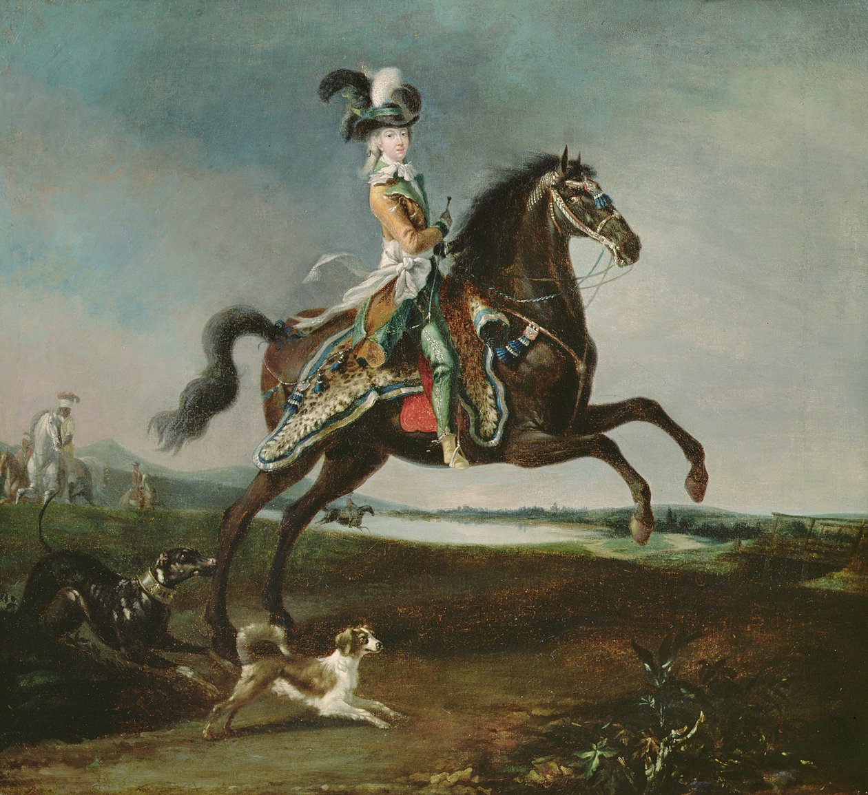 Ruiterportret van Marie-Antoinette (1755-93) in Jachtkleding, 1783 door Louis Auguste Brun or Brun de Versoix