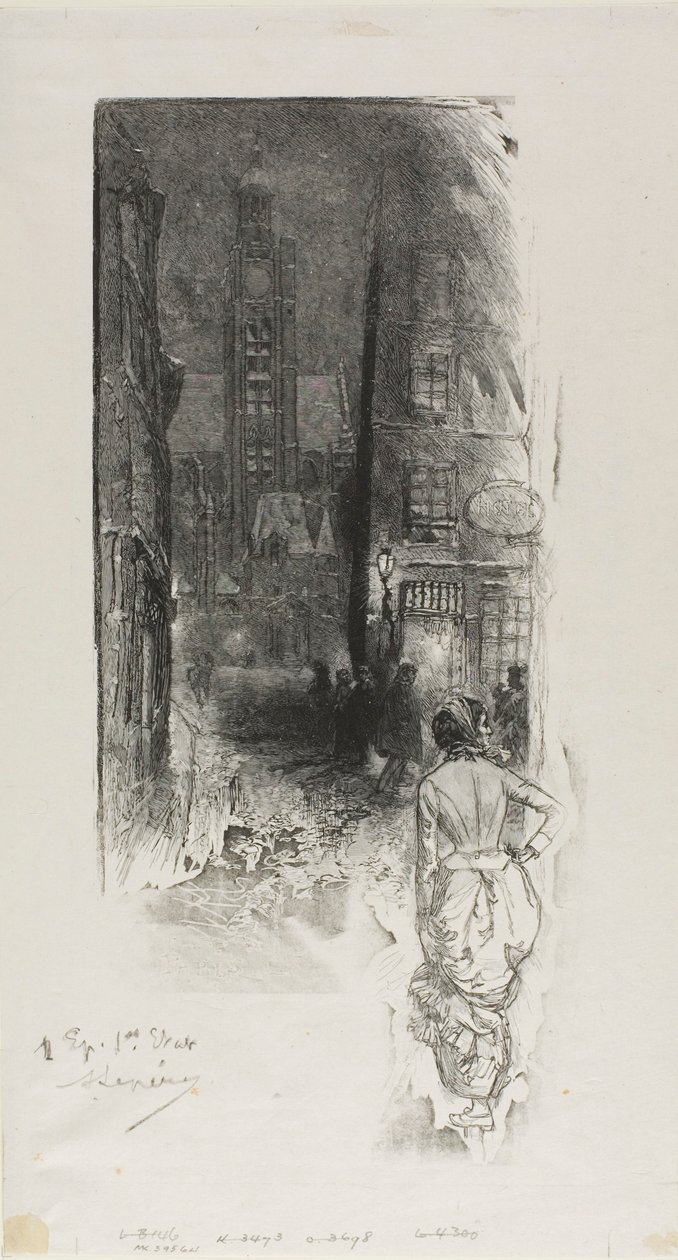 Parijs: de Rue de la Montagne-Ste-Geneviève door Louis Auguste Lepère