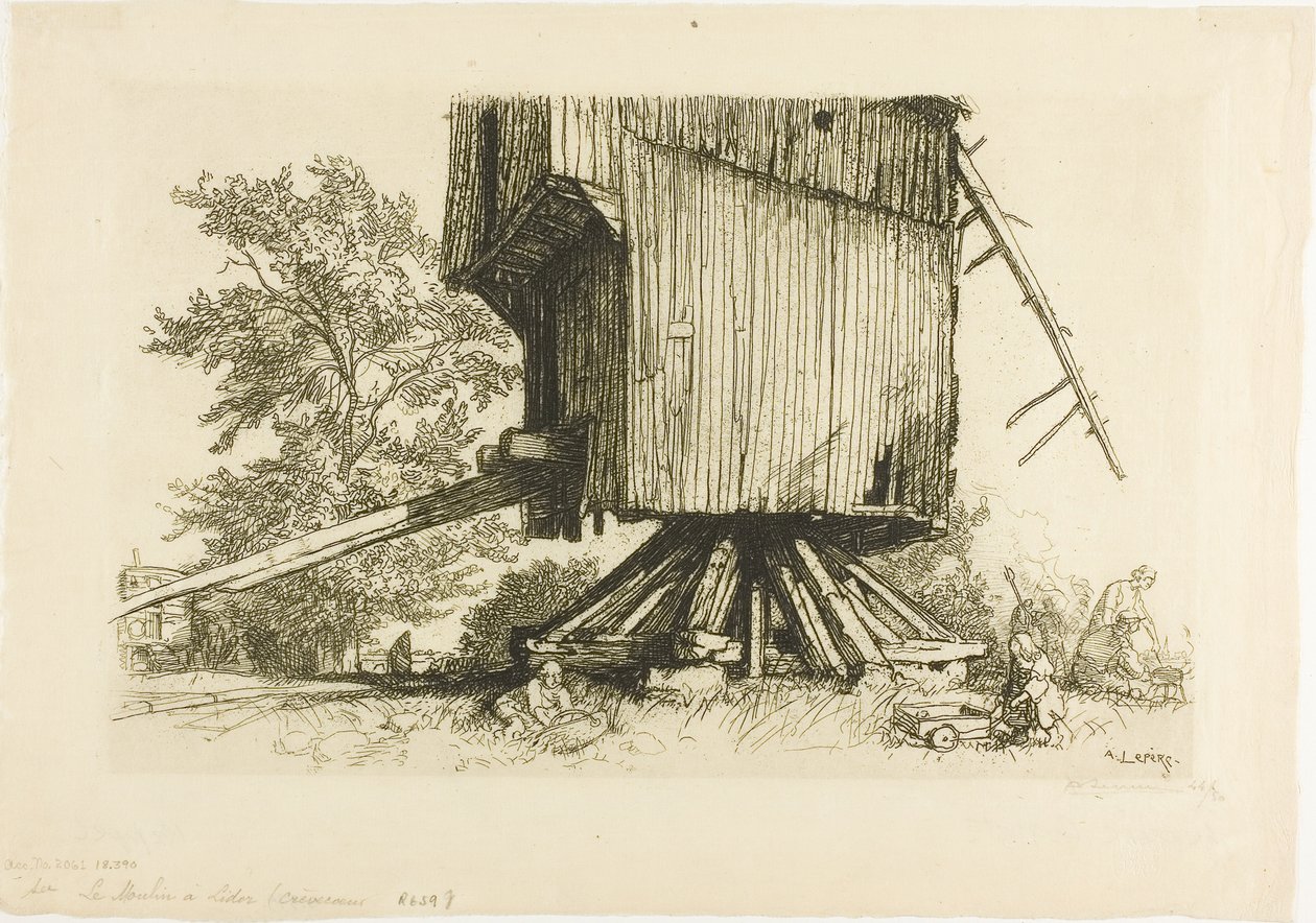 De Lidor Windmolen door Louis Auguste Lepère