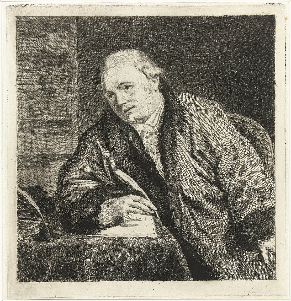 Portret van de componist en etser Johan Antoni Kauclitz Colizzi 1742-1808, 1780s door Louis Bernard Coclers