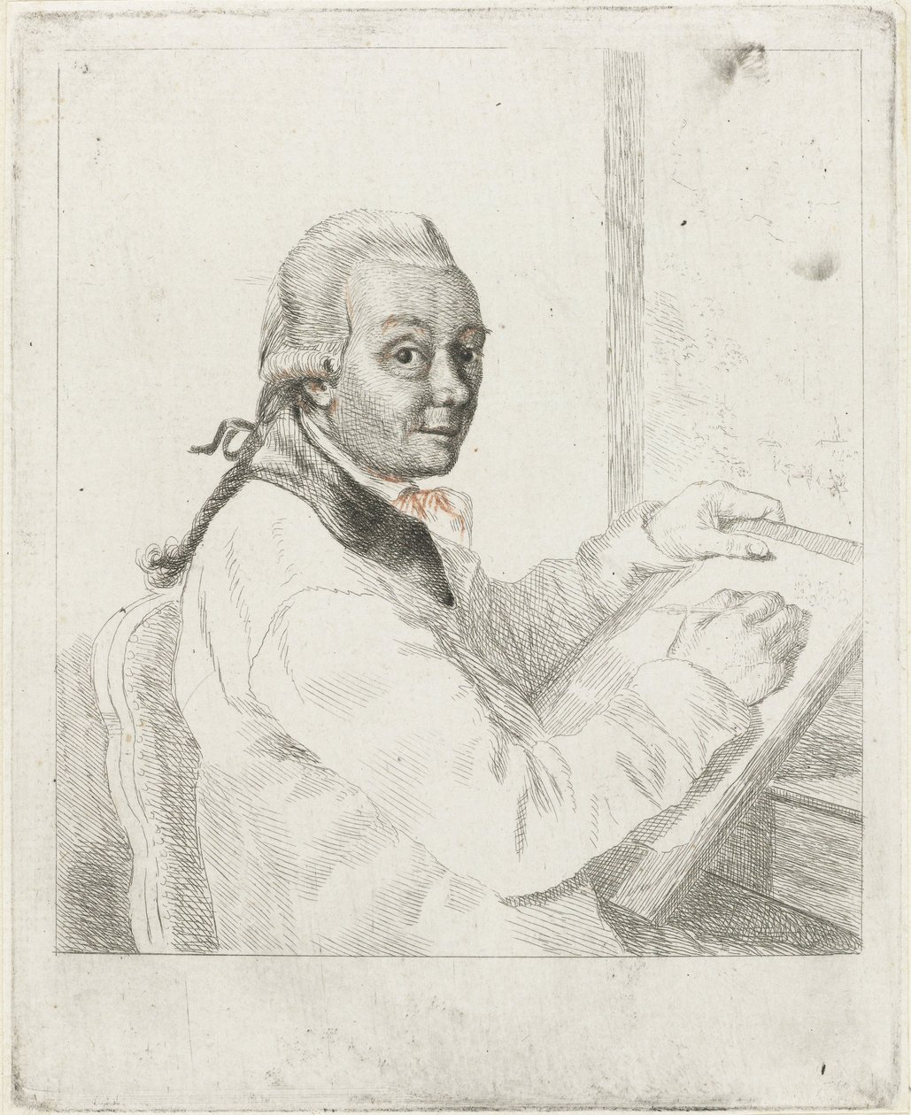 Portret van de kunstenaar Johannes Janson, tekenend door Louis Bernard Coclers