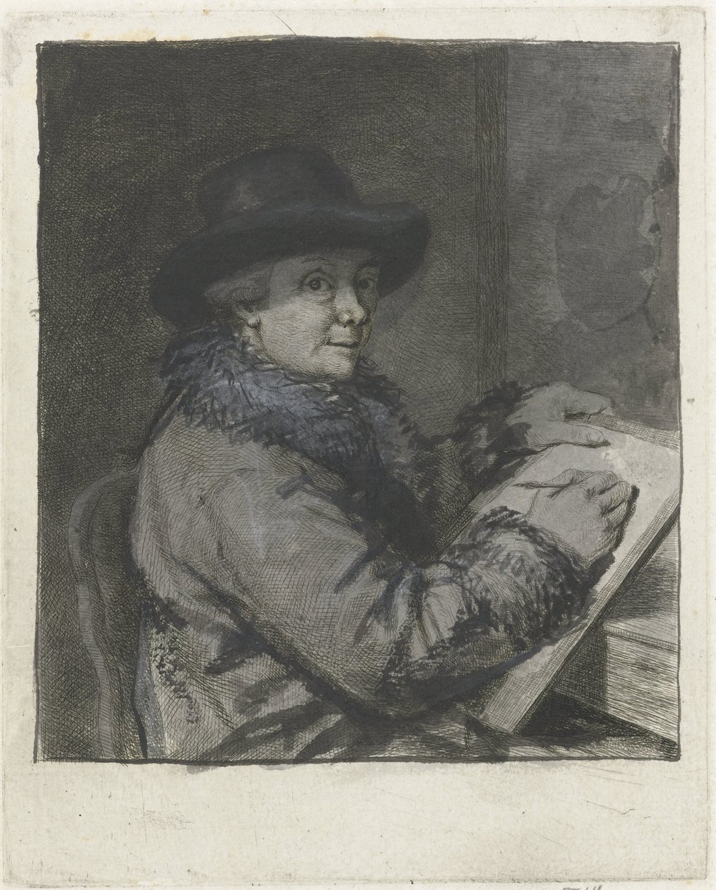 Portret van de kunstenaar Johannes Janson, tekenend door Louis Bernard Coclers