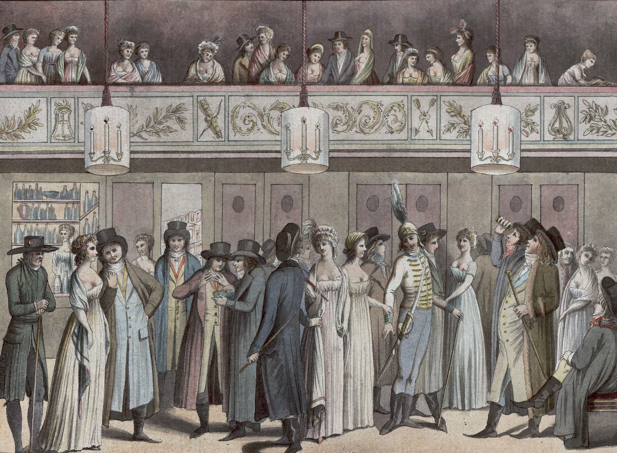 Foyer van het Montansier Theater in het Palais-Royal). Collectie Hippolyte Destailleur (1822-1893) door Louis Binet