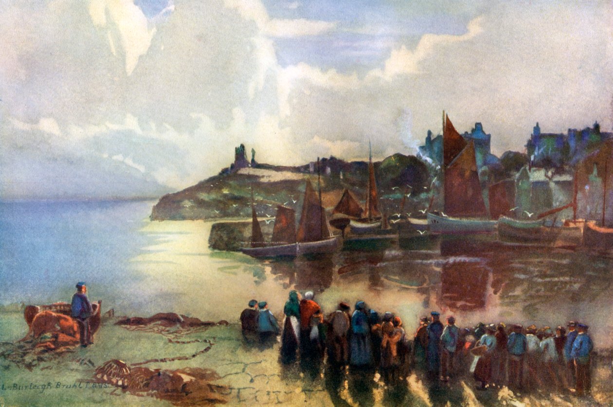 Tenby Castle en haven, Pembrokeshire, Wales, 1924-1926 door Louis Burleigh Bruhl