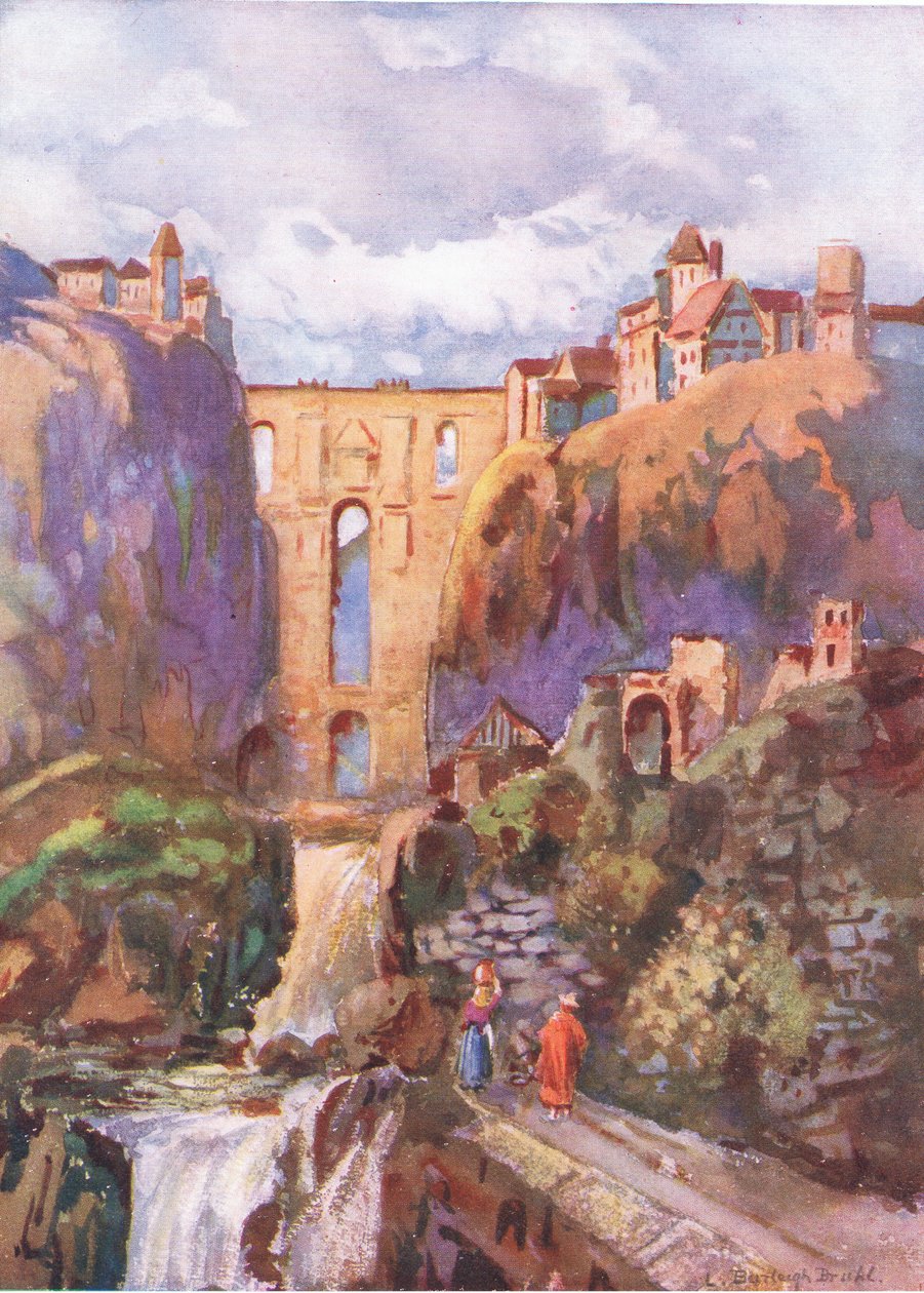 De Tajo Ronda, uit Hutchinsons Pittoresk Europa gepubliceerd door Hutchinson & Son, ca. 1930 door Louis Burleigh Bruhl