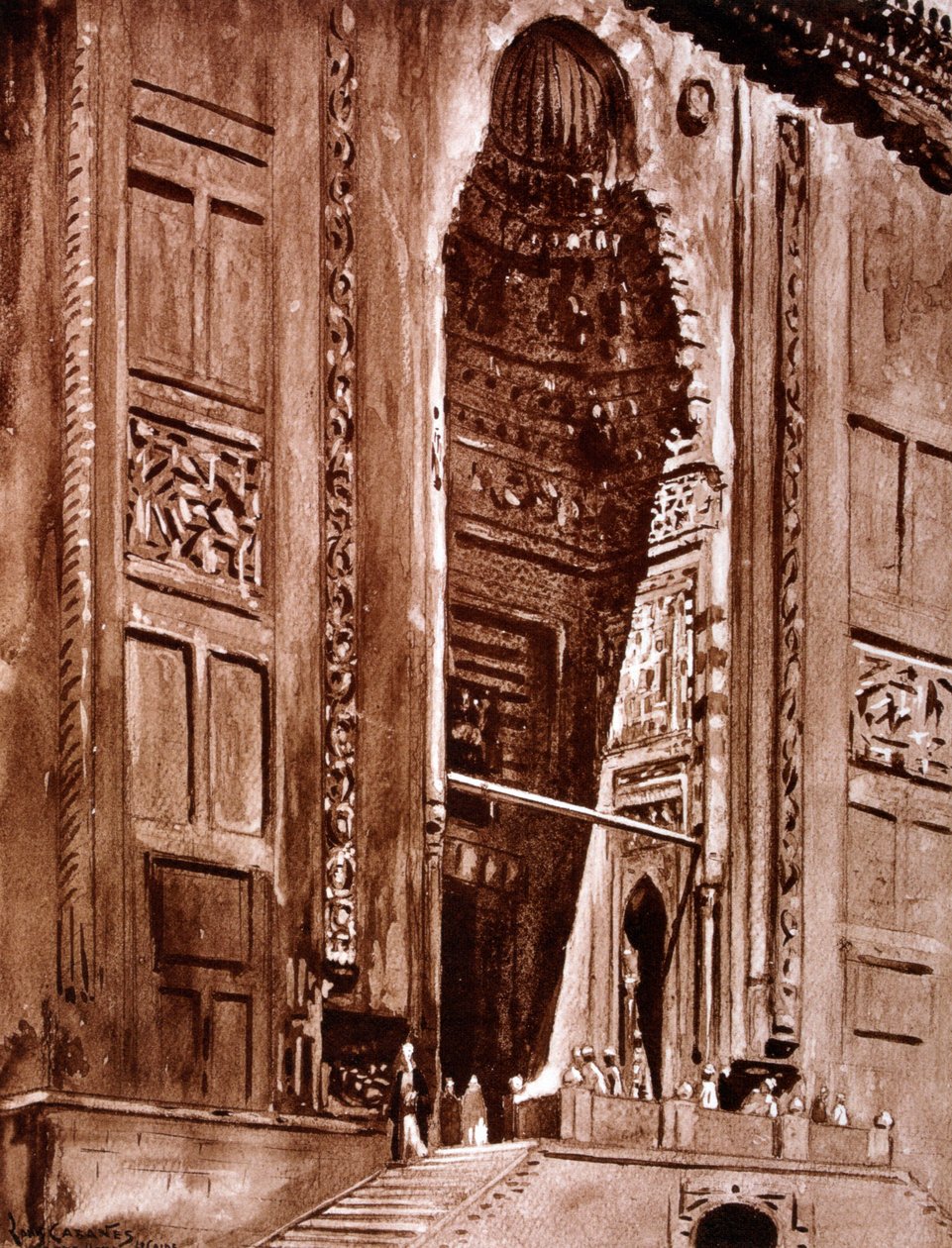 Ingang van de moskee van Sultan Hassan, 1928 door Louis Cabanes