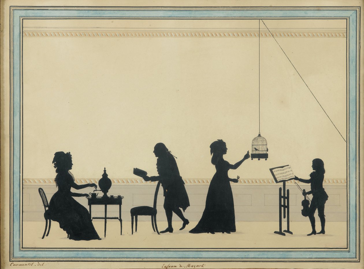 Familie Mozart, ca. 1763 door Louis Carrogis dit Carmontelle