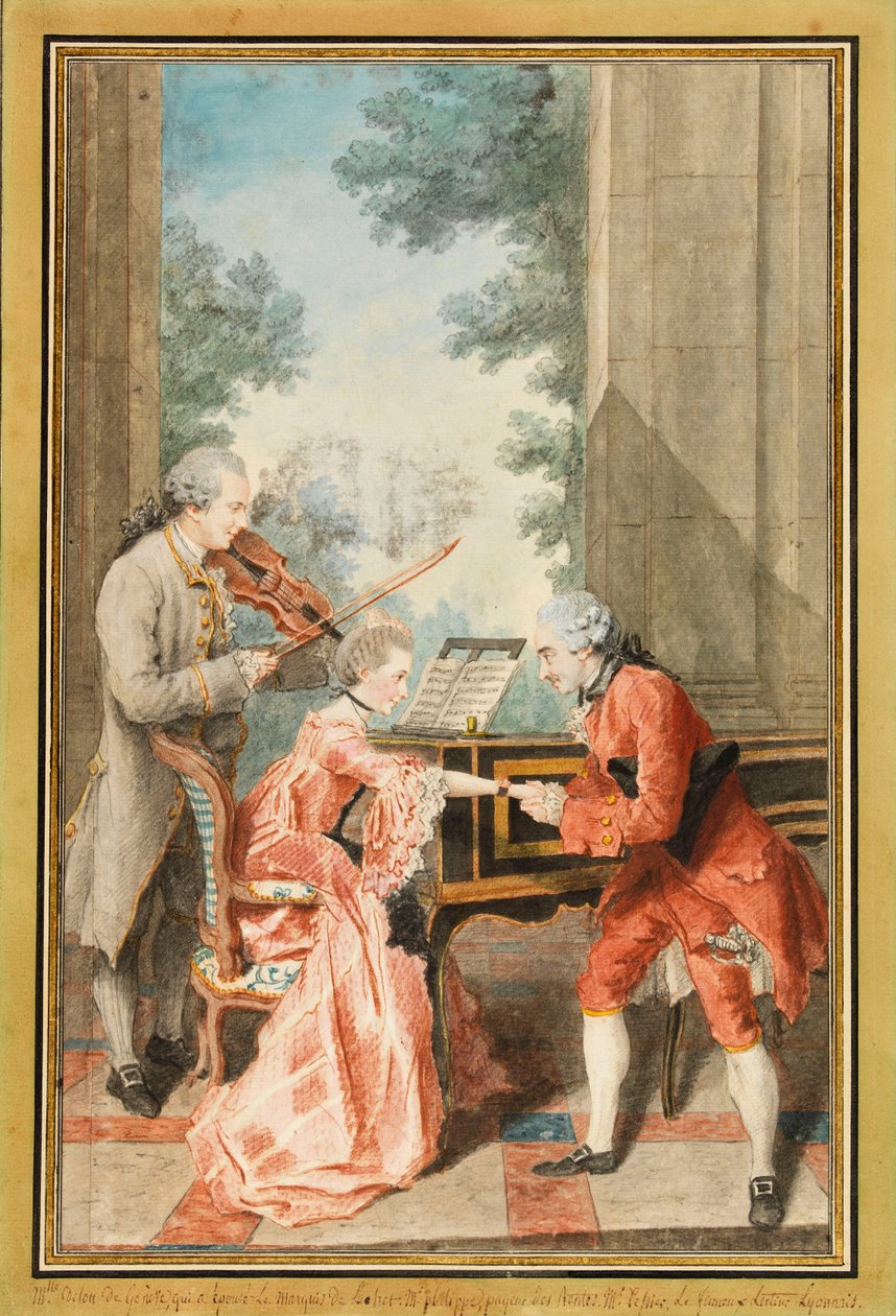 Mademoiselle Delong de Genève, Monsieur Philippe en Monsieur de Texier door Louis Carrogis Carmontelle