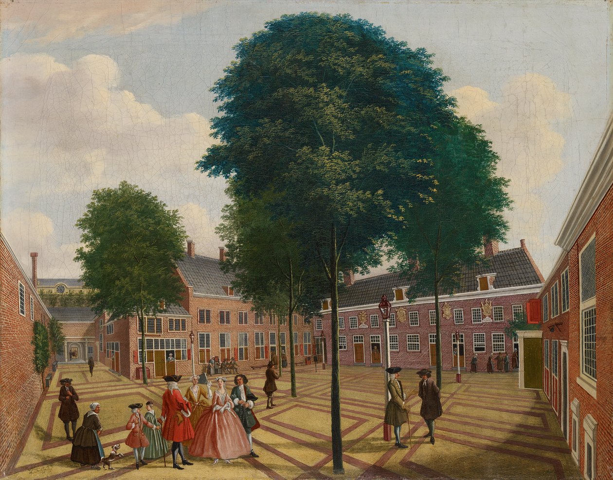 De grote binnenplaats van het Lepershuis door Louis Chalon