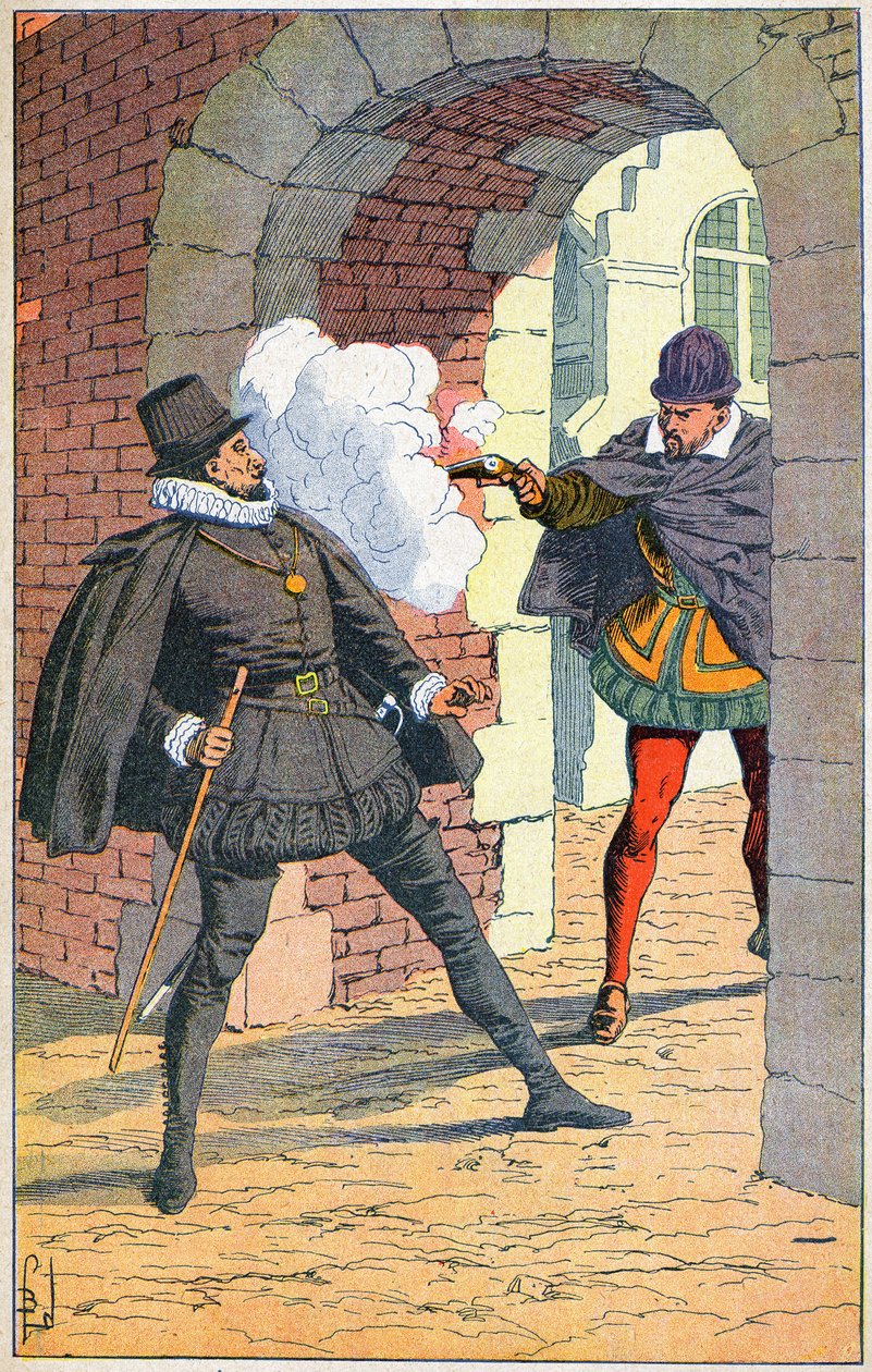 Moord op Willem de Zwijger in Delft in 1584 door Louis Charles Bombled