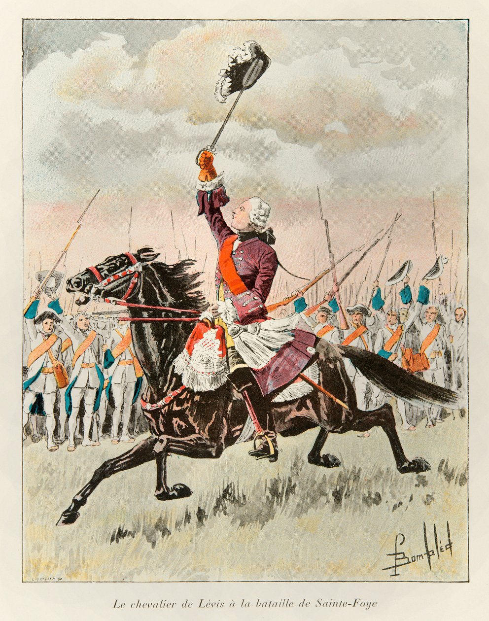 De Chevalier de Levis (Francois Gaston de Levis) bij de Slag om Sainte Foy in 1760 tegen de Engelsen; Eugene Guenin