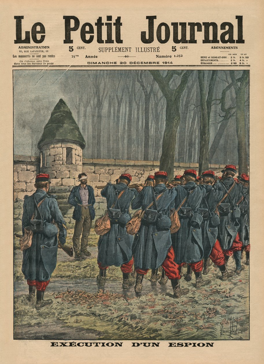 Executie van een spion, voorpagina illustratie uit 