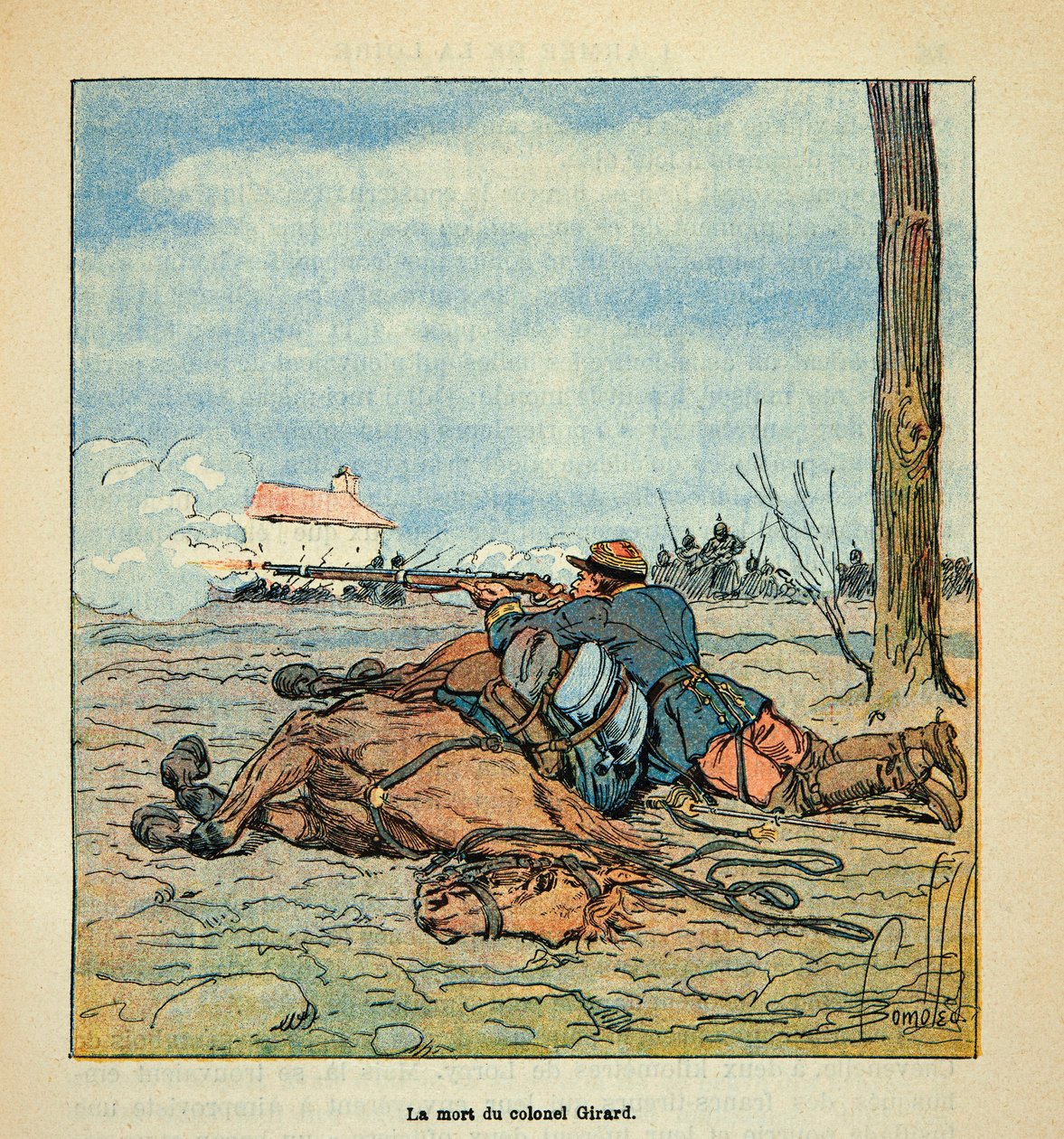 De dood van kolonel Girard tijdens de gevechten van Neuville aux Bois in november 1870 door Louis Charles Bombled