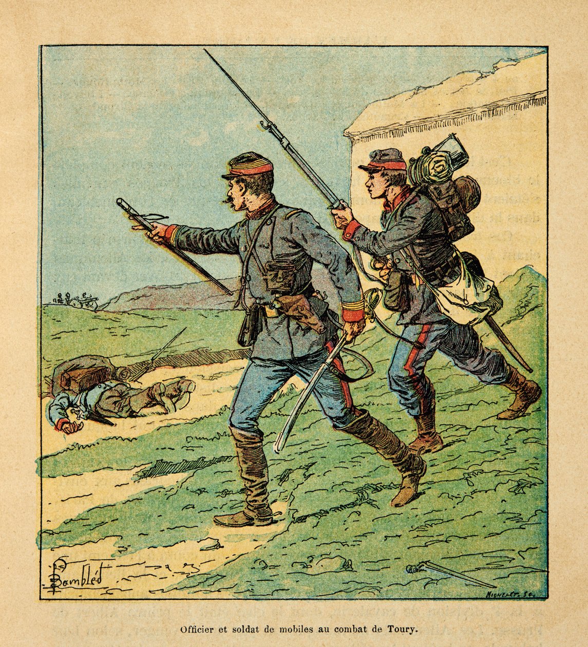 Officier en mobiel van de Cher in de slag bij Toury (Eure et Loire) op 5 oktober 1870, privécollectie door Louis Charles Bombled