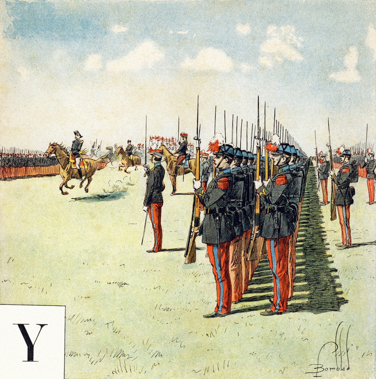 Letter Y: studenten van de militaire school van Saint Cyr (Saint-Cyr), 