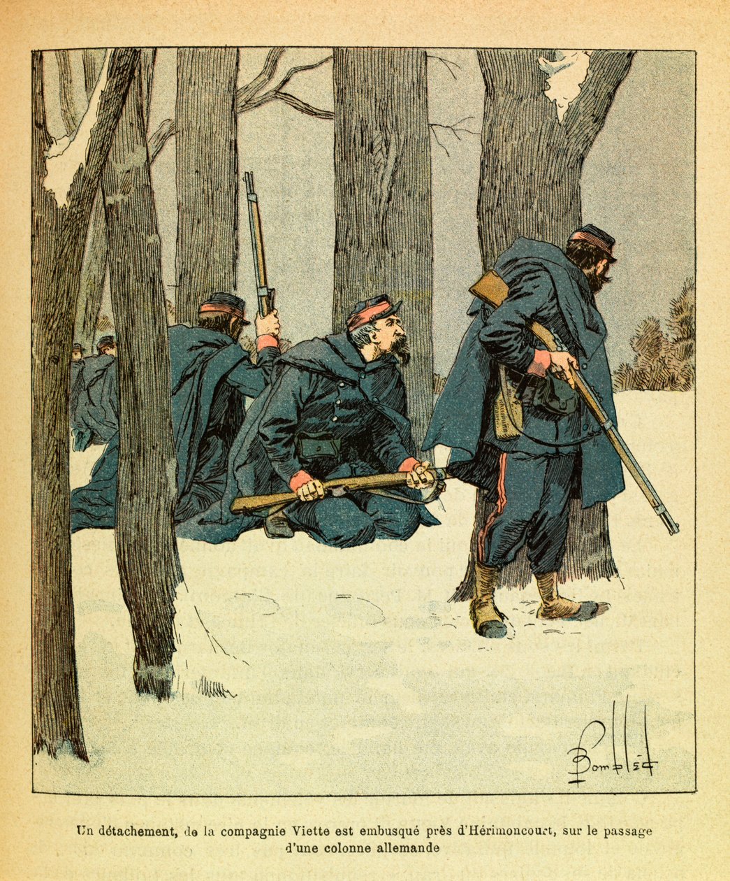 Januari 1871, een detachement van de Viette Compagnie werd in een hinderlaag gelokt nabij Herimoncourt door Louis Charles Bombled