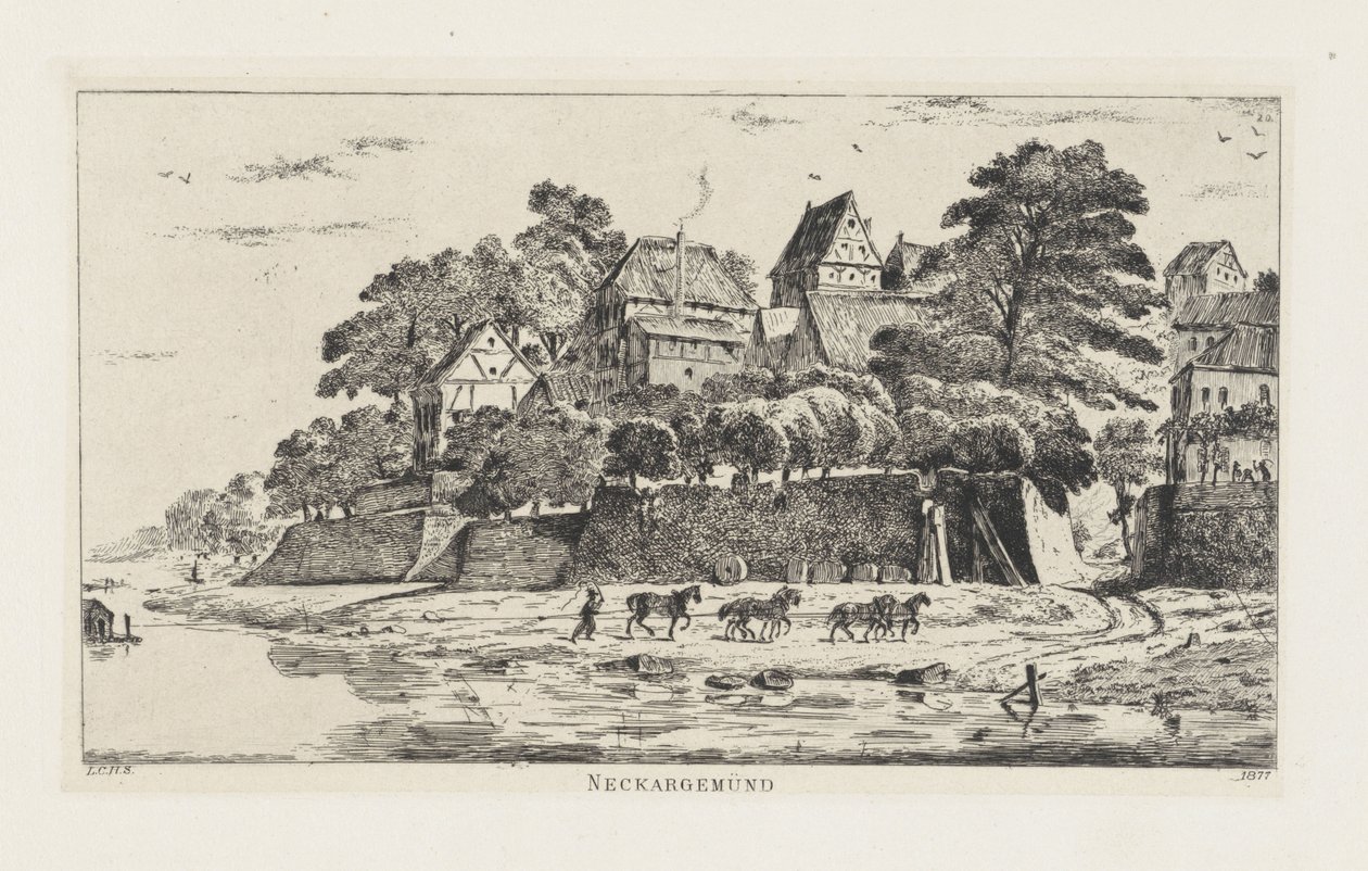 Gezicht op Neckargemünd (Baden-Württemberg) door Louis Charles Hora Siccama