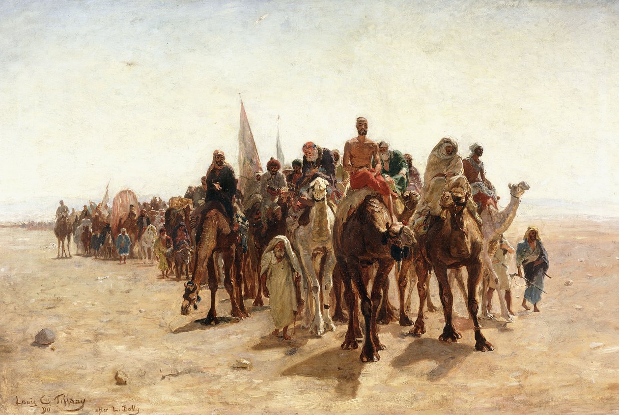 Pelgrims op weg naar Mekka; Pelerins allant à la Mecque door Louis Comfort Tiffany
