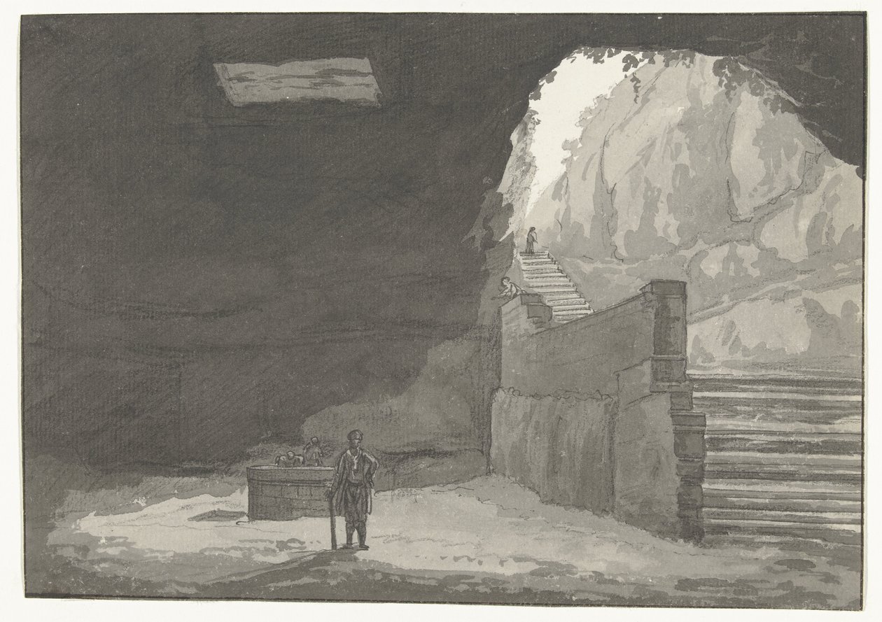 Grot en fontein in de oude stad Manduria door Louis Ducros