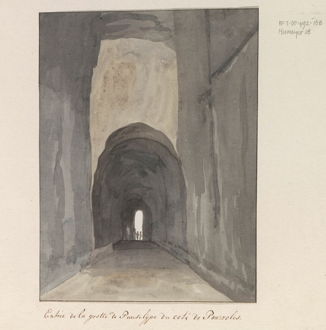 Ingang van grot Crypta Neapolitana (of Grotta di Posillipo) aan de kust van Pozzuoli door Louis Ducros