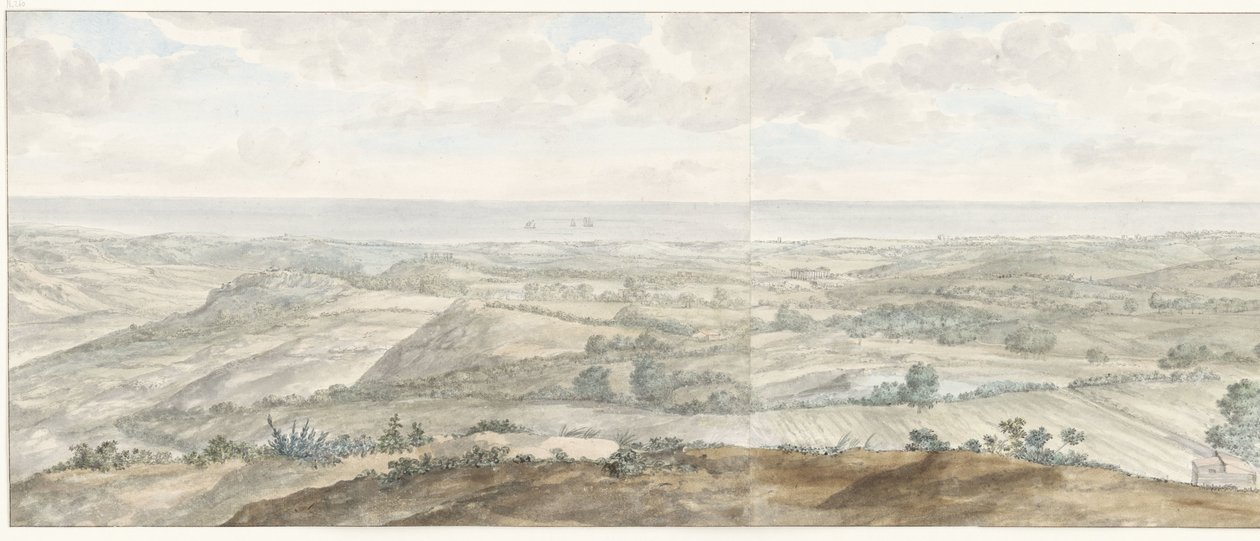 Panorama vanaf Collis Minervalis (Voyage en Italie, en Sicile et à Malte - 1778) door Louis Ducros