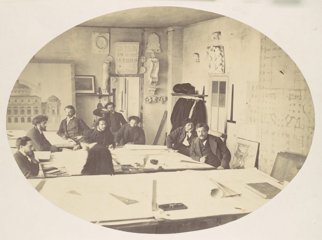 [Charles Garnier in de Ontwerp Kamer Tijdens het Ontwerpen van de Nieuwe Parijse Opera], ca. 1870 door Louis Emile Durandelle