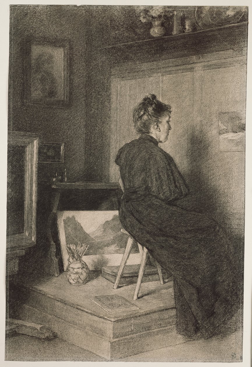 Mary Eysen in het atelier van Villa Holstein in Meran-Obermais door Louis Eysen