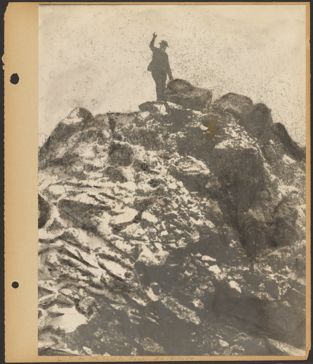 L.F. op de top van Mount Shasta [Louis Fleckenstein] door Louis Fleckenstein