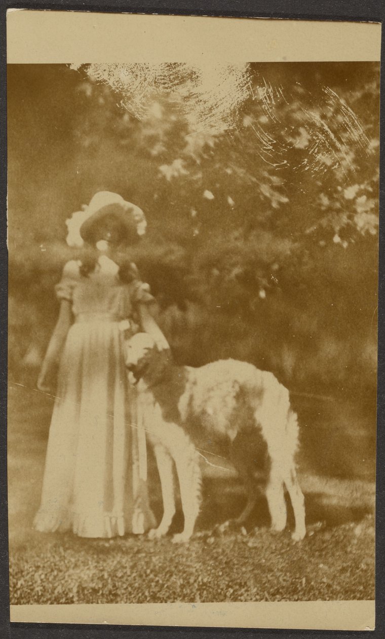 Vrouw en hond door Louis Fleckenstein