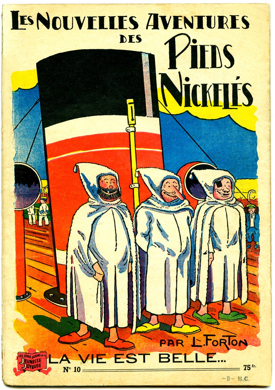 Omslag van een stripboekalbum: Les Nouvelle Adventures des Pieds Nickeles, La vie est belle, nr. 10 (kleur litho) door Louis Forton