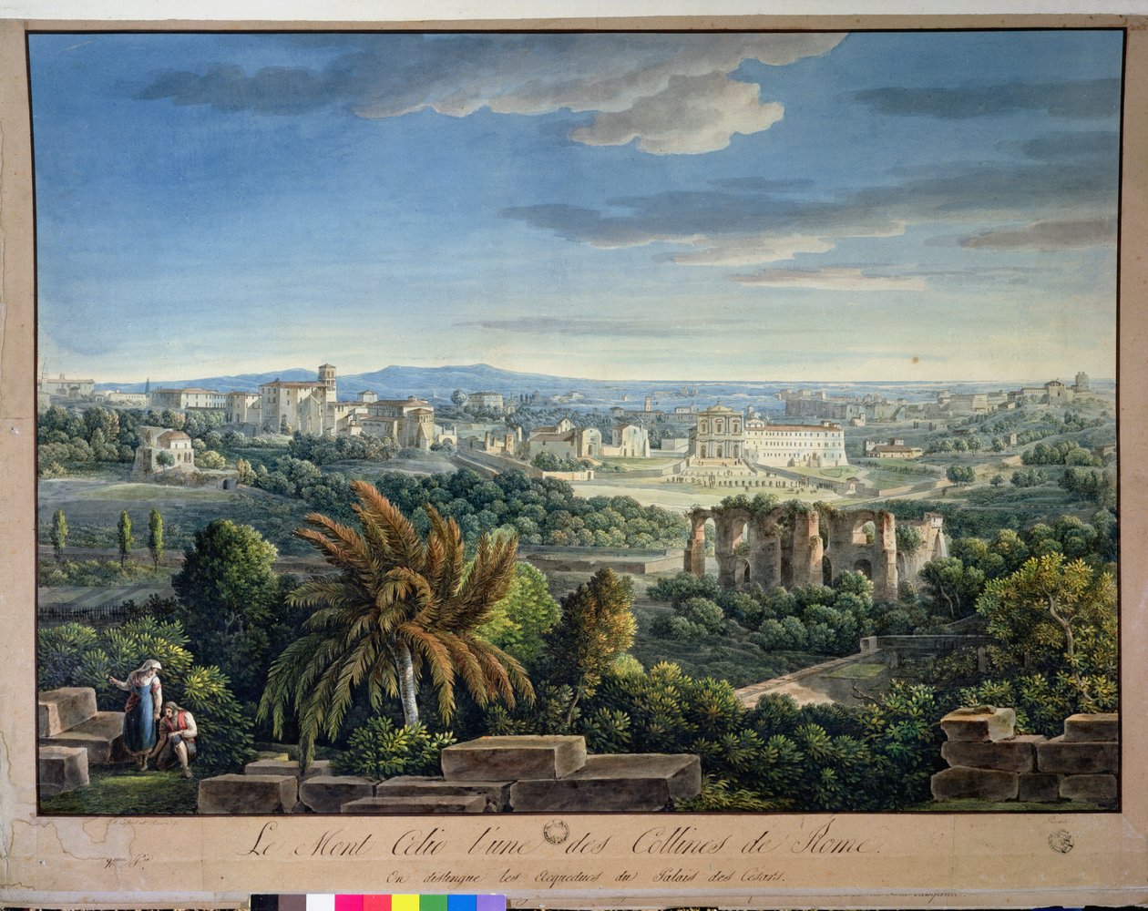 Uitzicht op de Celian Heuvel, Rome, ca. 1800 door Louis Francois Cassas