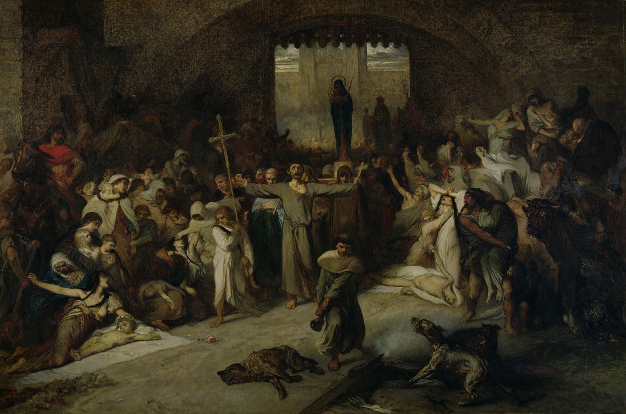 De pest van Doornik in 1095, 1883 door Louis Gallait