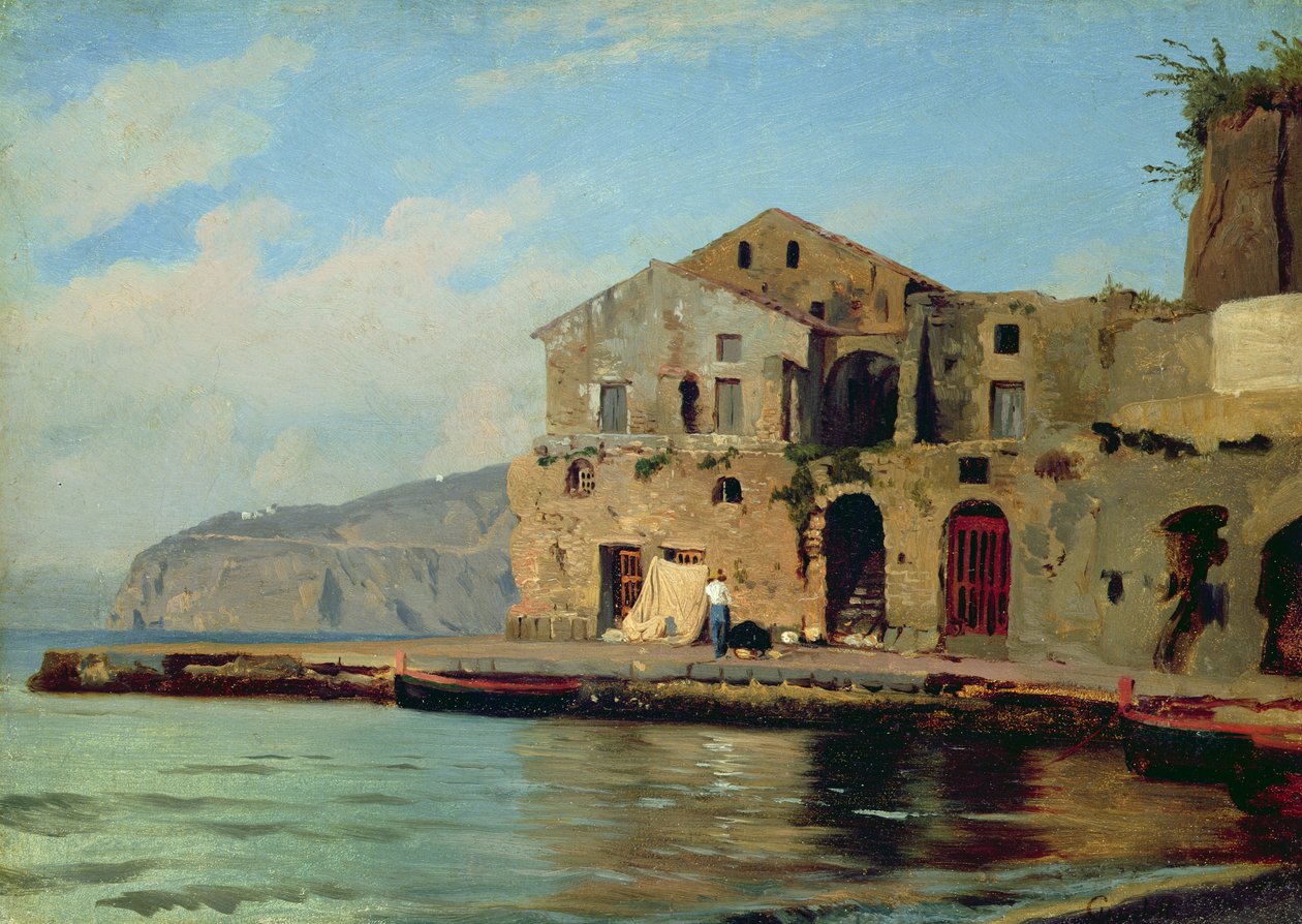 Strandhuis in Sorrento door Louis Gurlitt