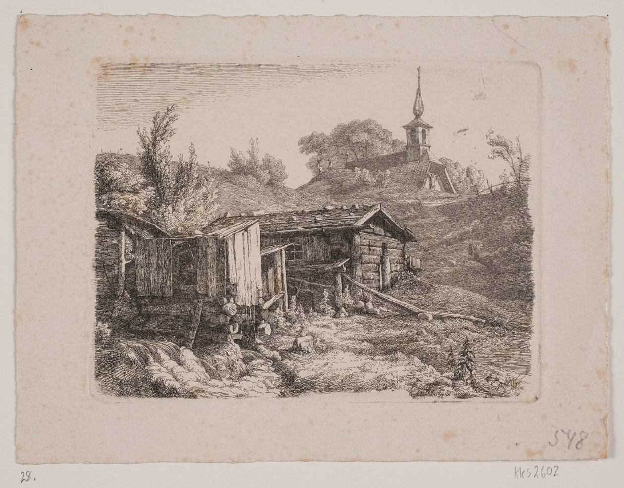 Landschap met een watermolen door Louis Gurlitt