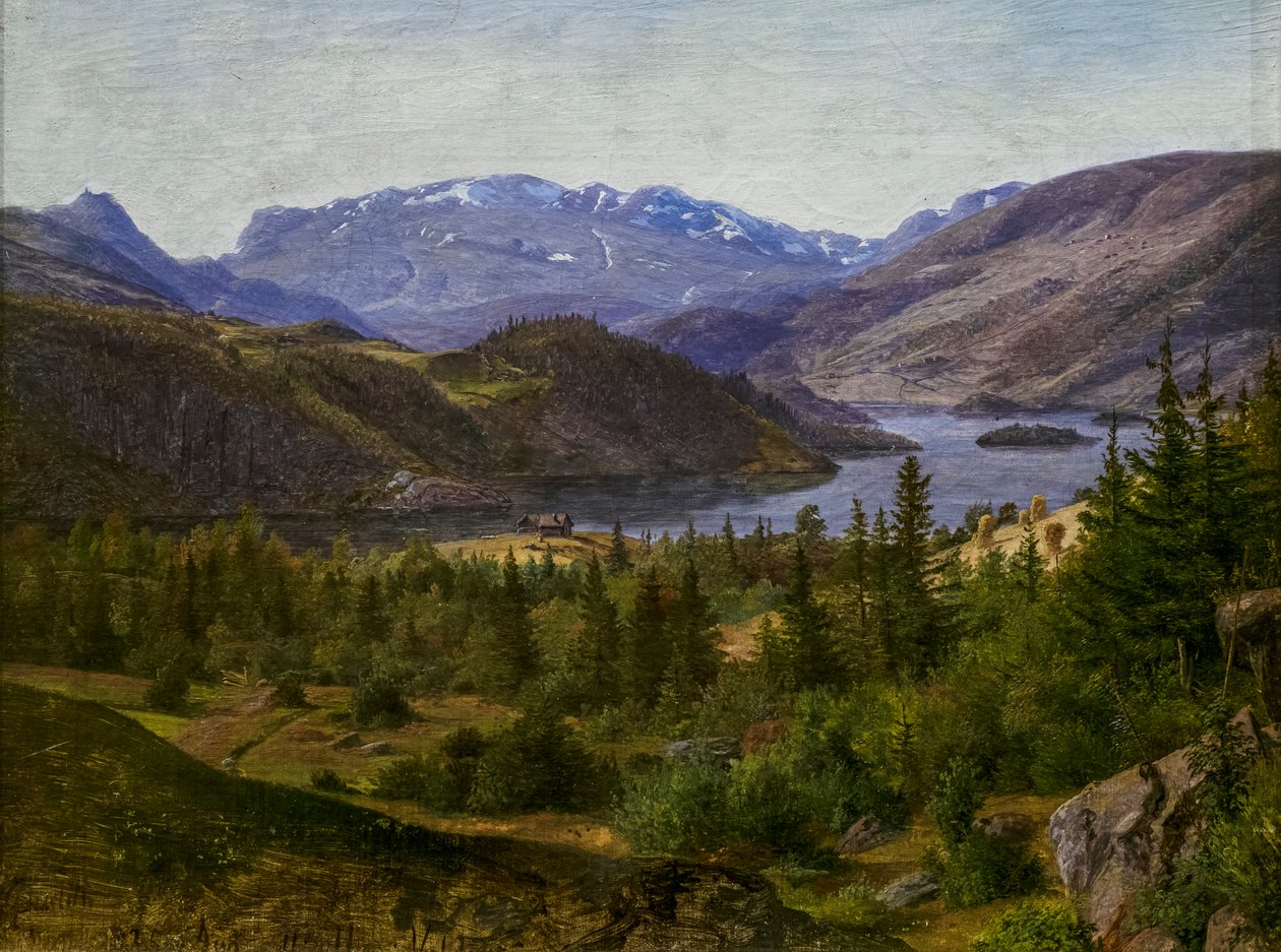 Uitzicht op Slidre Fjord door Louis Gurlitt
