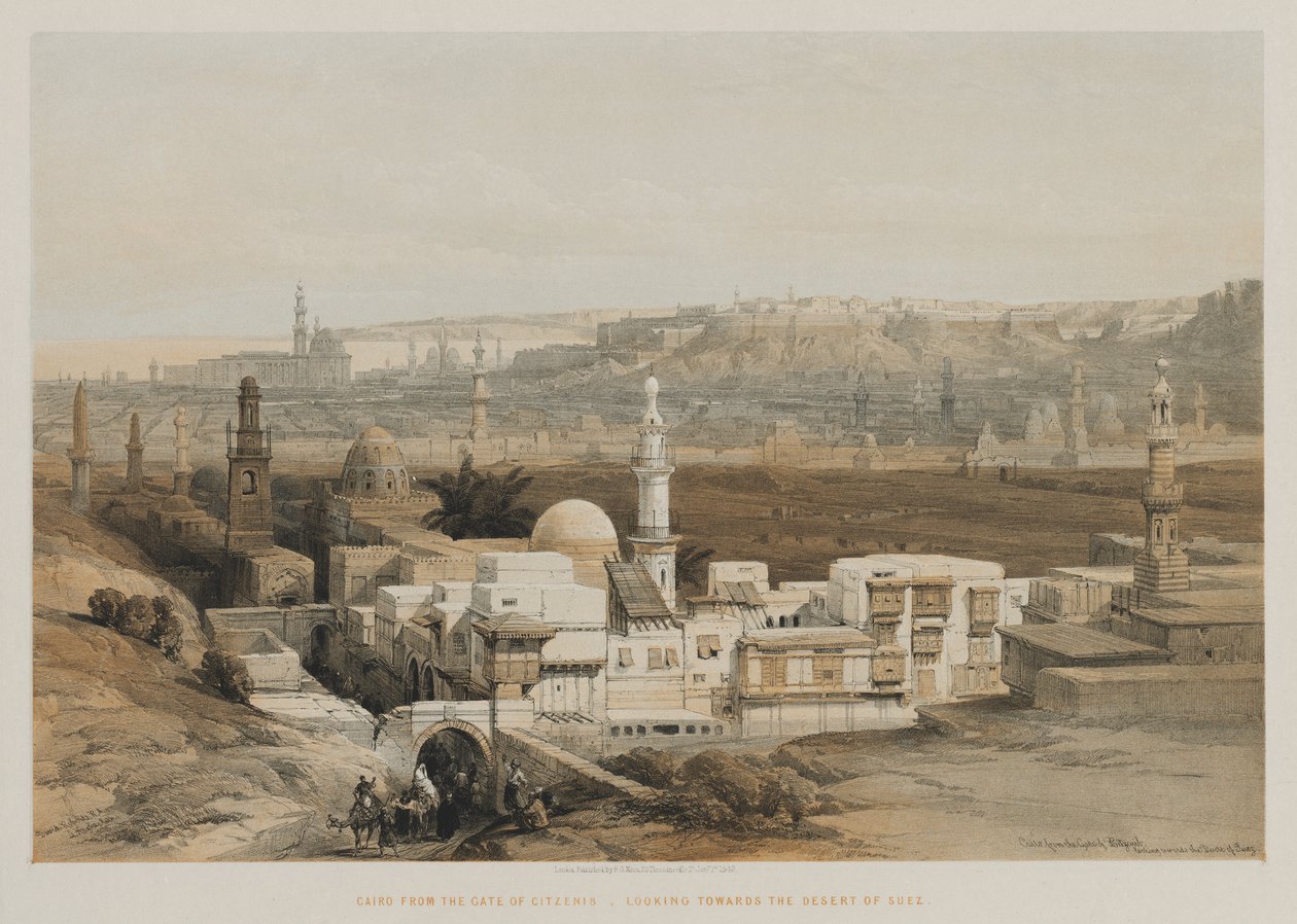 Egypte en Nubië, Deel III: Caïro vanaf de Poort van Citzenib, Kijkend naar de Woestijn van Suez door Louis Haghe