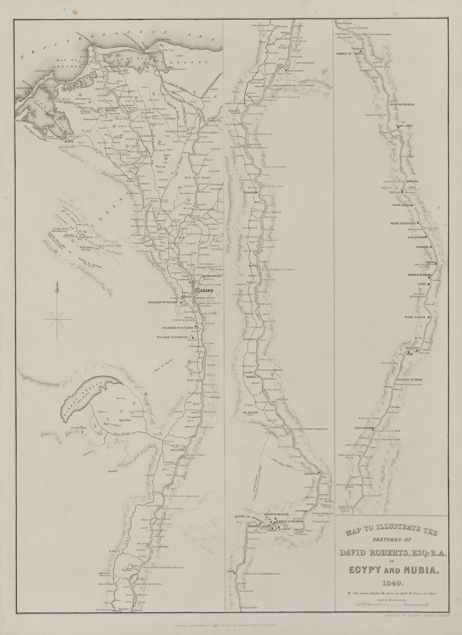 Egypte en Nubië, Deel III: Kaart ter illustratie van de schetsen van David Roberts, Esq...1849, 1849 door Louis Haghe