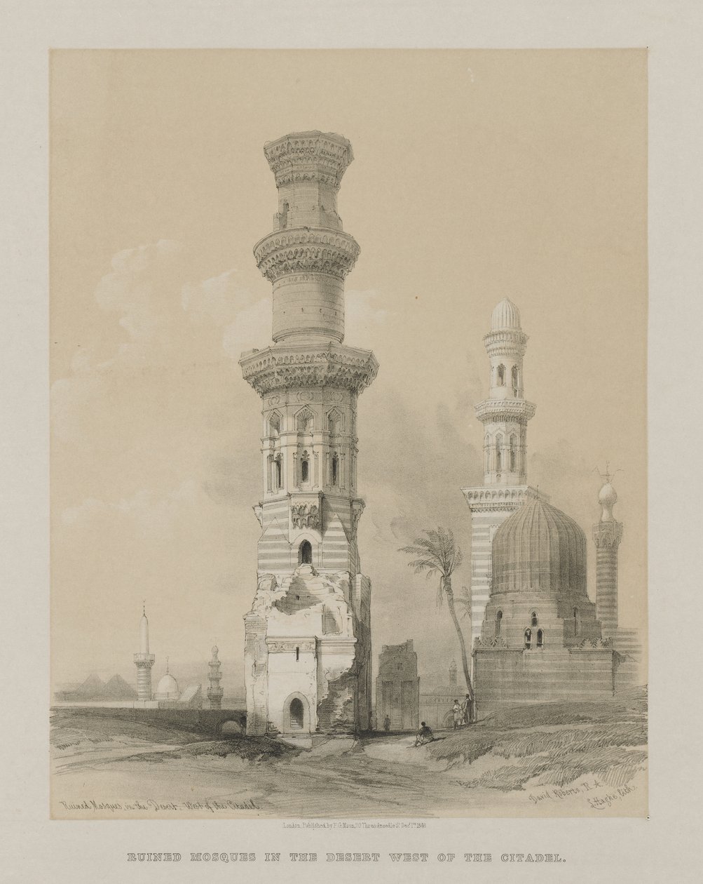 Egypte en Nubië, Deel III: Verwoeste Moskeeën in de Woestijn, ten Westen van de Citadel door Louis Haghe