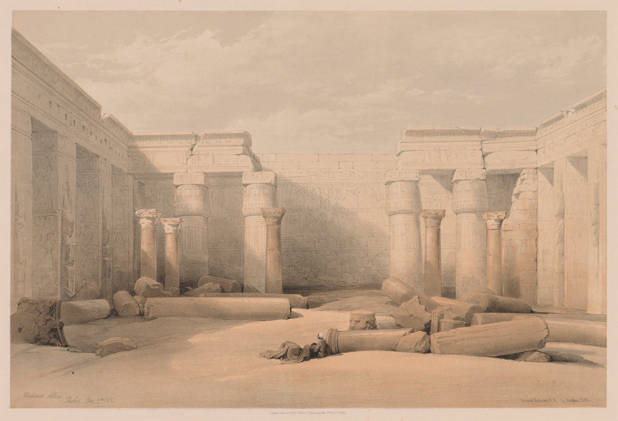 Egypte en Nubië: Deel II - Nr. 18, Medinet Abou, Thebe, 1832 door Louis Haghe