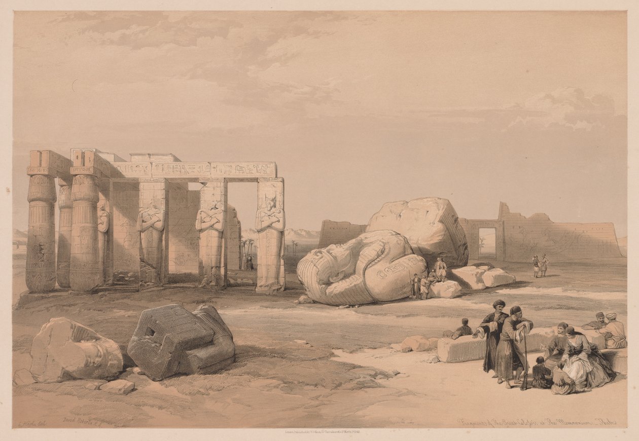 Egypte en Nubië: Deel II - Nr. 4, Fragmenten van de Grote Kolossen, bij het Memnonium door Louis Haghe