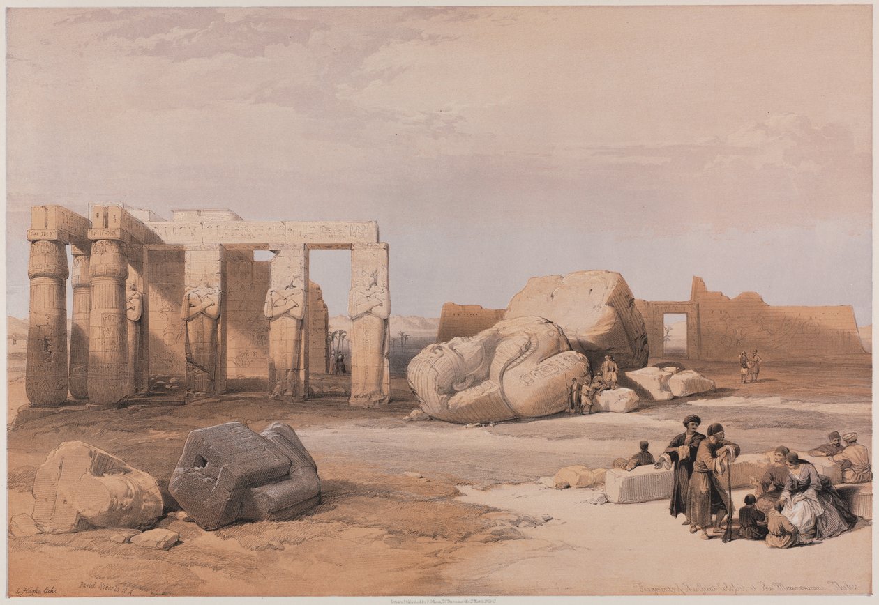 Egypte en Nubië, Deel II: Fragmenten van de Grote Kolossen bij het Memnonium, Thebe door Louis Haghe