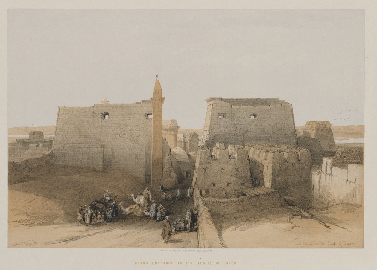 Egypte en Nubië, Deel II: Grote ingang van de Tempel van Luxor, 1848 door Louis Haghe
