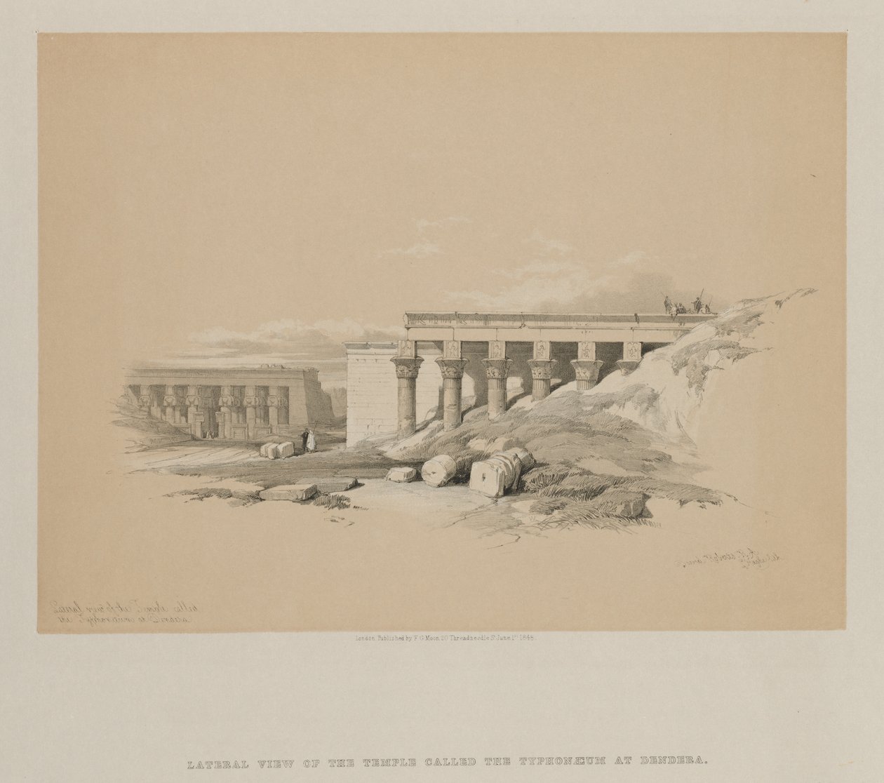 Egypte en Nubië, Deel II: Lateraal uitzicht op de tempel genaamd Het Typhonoeum in Dendera, 1848 door Louis Haghe