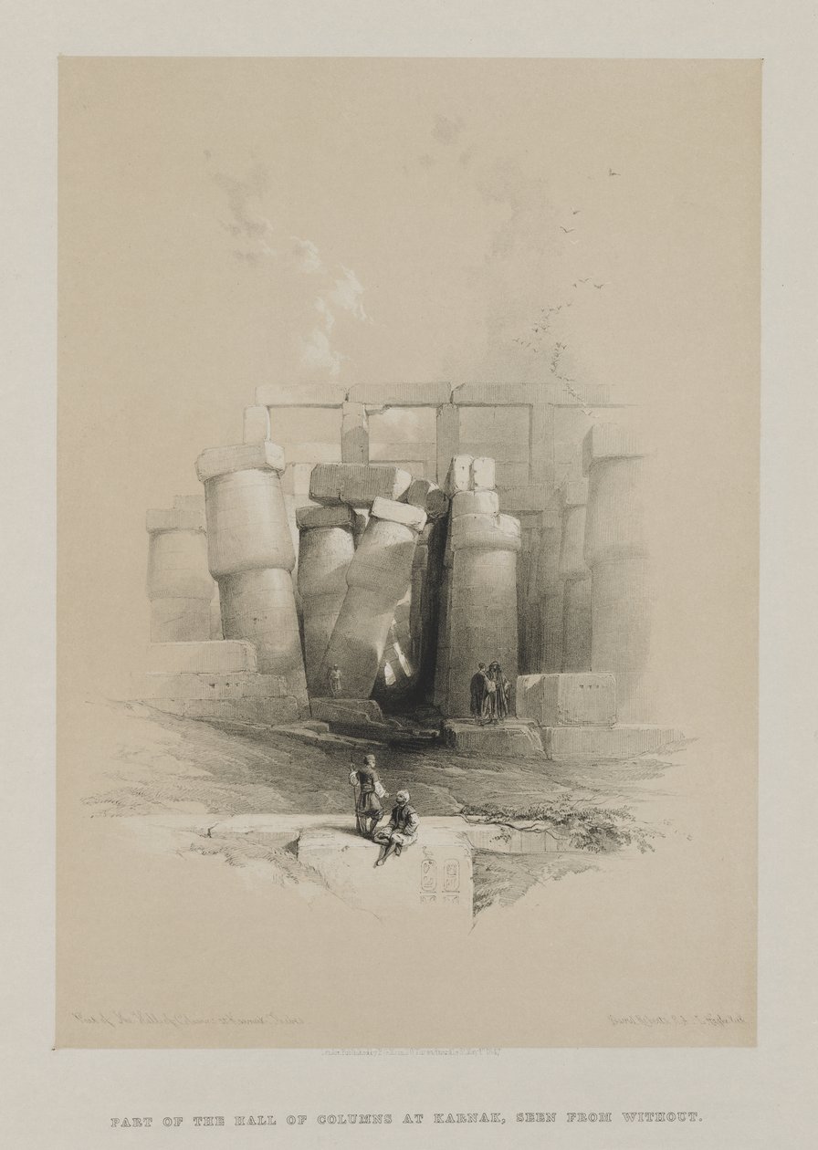 Egypte en Nubië, Deel II: Deel van de zuilenhal in Karnak, Thebe door Louis Haghe