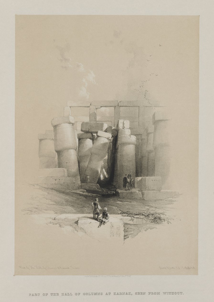 Egypte en Nubië, Deel II: Deel van de Zuilenhal in Karnak, Thebe, 1847 door Louis Haghe