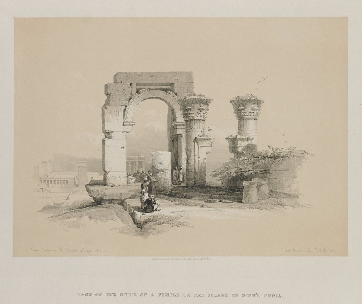 Egypte en Nubië, Deel II: Ruïnes - Tempel op het Eiland Biggeh, Nubië, 1847 door Louis Haghe